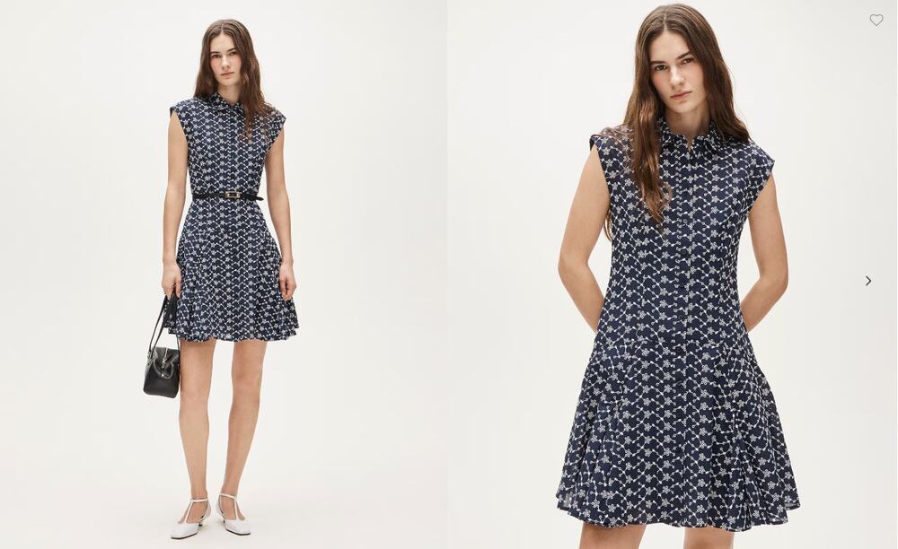 J.Crew Mini Eyelet Shirt Dress Size 10 NWT Navy White Eyelet Cotton Button Front